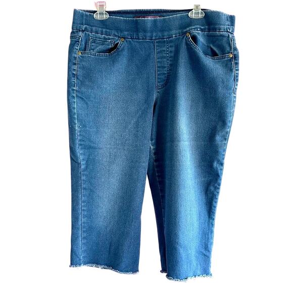 Womens Shorts Size 14 Blue Denim Classic Cut Offs Long Modest Summer Country - Picture 1 of 6